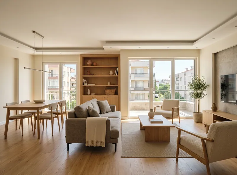 Bornova tadilat - İzmir Tamirat Bornova daire tadilatı sonrası yenilenmiş salon